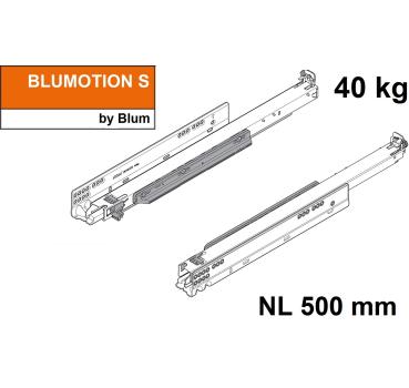 MOVENTO mit BLUMOTION S, Vollauszug für Holzschubkasten, 40 kg, NL=500mm, ohne Kupplungen, für TIP-ON-Blumotion, 760H5000S